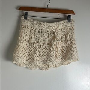 Crochet Knit Shorts in Cream